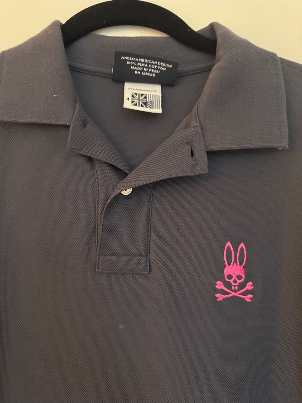 Psycho Bunny Navy Polo with Pink Logo - Picture 5 of 5